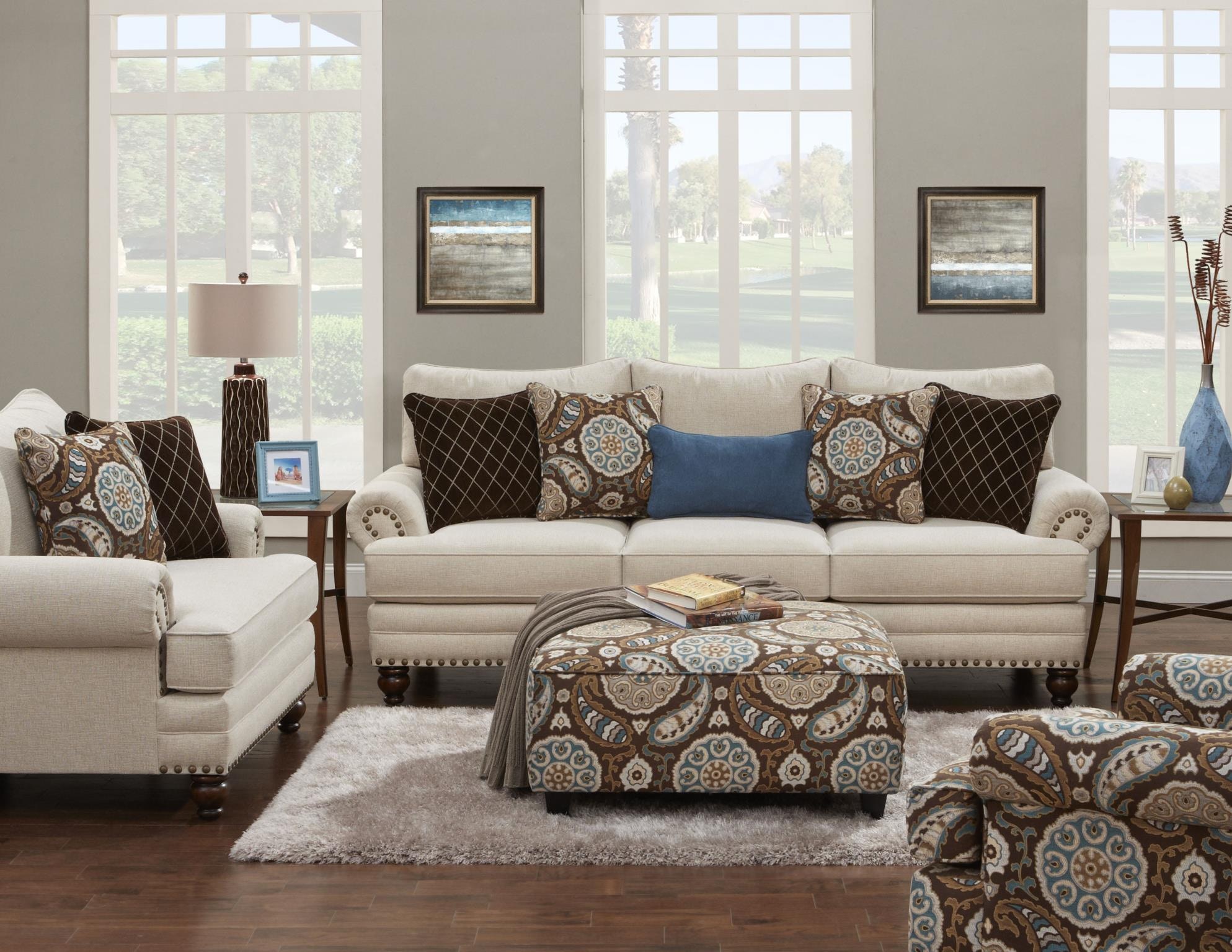 Fusion Living Room THE 2820-KP ANNA WHITE LINEN - B.F. Myers Furniture ...